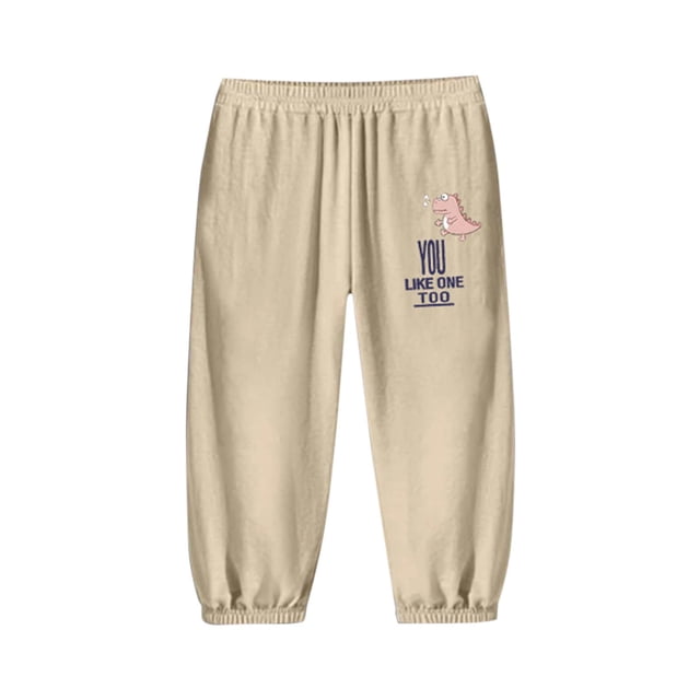 Odeerbi 2-12 Años Niños Niñas Pantalones de Chándal de Algodón Dinosaur Print Workout Athletic Sports Jogger Pantalones Verano Color Sólido Casual Joggers