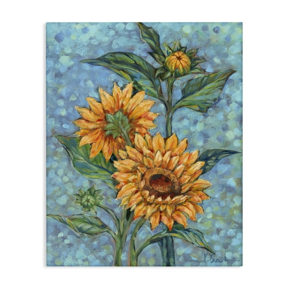 Stupell Industries Transitional Budding Sunflowers on Blue Canvas Art, 16 x 20, by Paul Brent