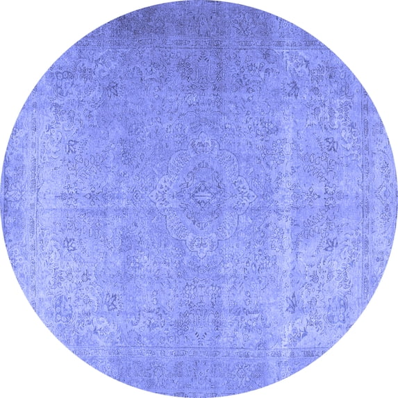 Ahgly Company Machine Washable Indoor Round Persian Blue Traditional Area Rugs, 7' Round