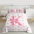 thumbnail image 2 of Homewish Bowknot Letter Monogrammed K 2pcs Bedding Comforter Set for Teens Female Girls,Dreamy Princess Twin Comforter Sets,Love Heart Print Breathable Bedding Set,Ultra Soft Home Decor,Reversible, 2 of 8