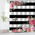 thumbnail image 2 of Pink Shower Curtains for Bathroom Floral Shower Curtain Flowers Girly Butterfly Black and White Striped Shower Curtain Set with Hooks 72" W x 72" H Machine Washable, 2 of 6