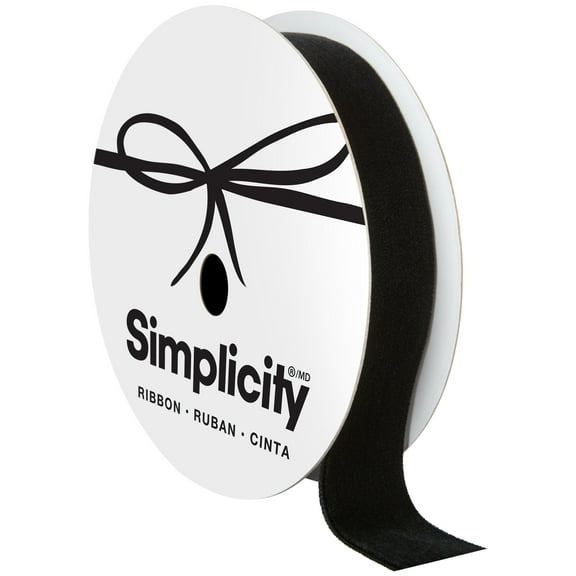 Offray classiq black velvet 0.875in x 12ft for crafts and gifting
