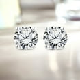 thumbnail image 3 of JeenMata 1 Carat Round Shaped Moissanite Solitaire Stud Earrings - 4 Prong - In 18K White Gold Plating Over Silver, 3 of 7