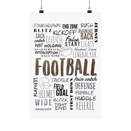 Football Terms Poster - Wall Art Decor for Sports Fans Gift