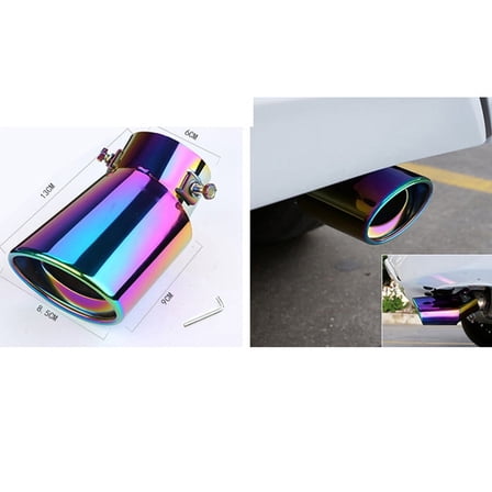 Car Stainless Steel Multicolor Round Bend Exhaust Tail Muffler Tip Pipe Universal Fits Car Accessories