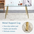 thumbnail image 4 of Tempered Glass Dining Table for 4, Sudica 51" Modern Rectangular Glass Kitchen Table with 4 Golden Plating Metal Legs, 4 of 6