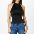 thumbnail image 2 of DHFJKG Women Crop Tank Top Sexy Halter High Neck Silk Satin Camisole Summer Sleeveless Tshirt Office Lady Stylish Tops, 2 of 5
