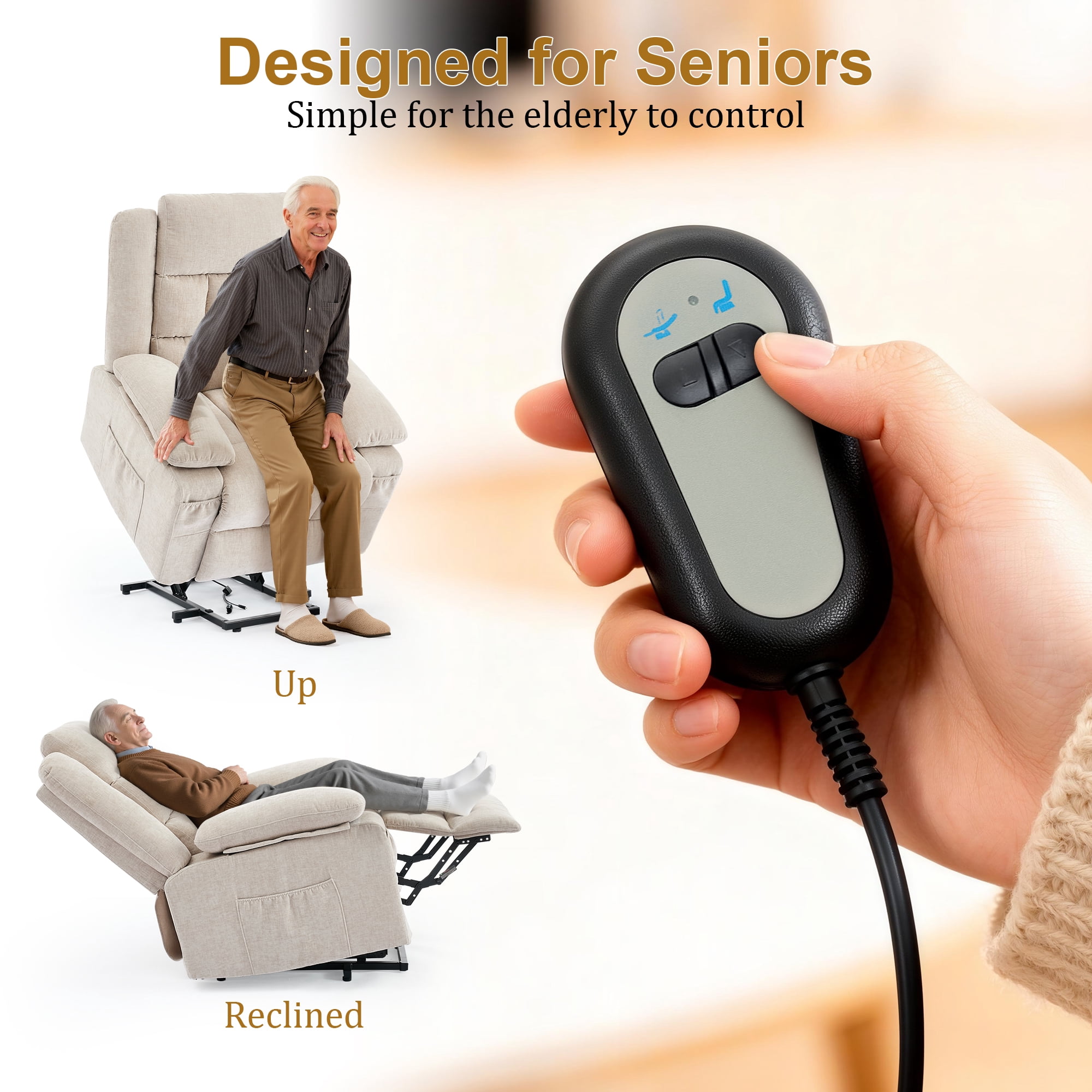 Korser Power Lift Recliner for Elderly with Heat and Massage Recliner Chair with Infinite Position Electric Lift Chair for Living Room,Khaki