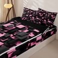 thumbnail image 3 of Homewish Modern Geometric Plaid Zipper Twin Comforter Sets with Fitted Sheet and 2 Pillowcases,Light Pink Zipper Bedding Set,Black Reversible,4pcs, 3 of 8