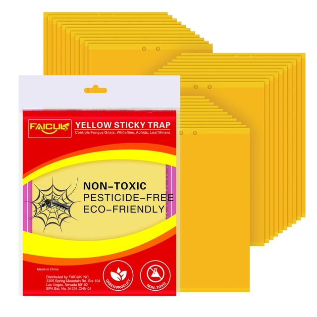 Trampas adhesivas para moscas Faicuk, amarillas, para plantas e insectos (paquete de 30)