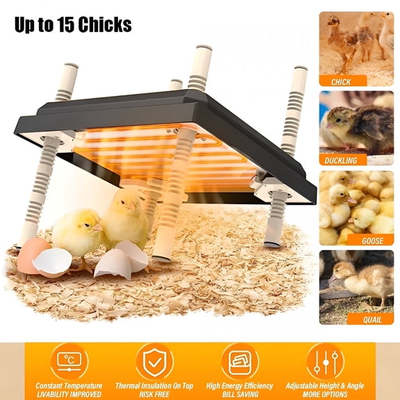 HIBIBUD Chicken Coop Heater, Brooder Heater for Chicks, Chick Brooder Heating Plate with Adjustable Height And Angle, Chicken Brooder Plate for Up to 15 Chicks, 10" X 10"