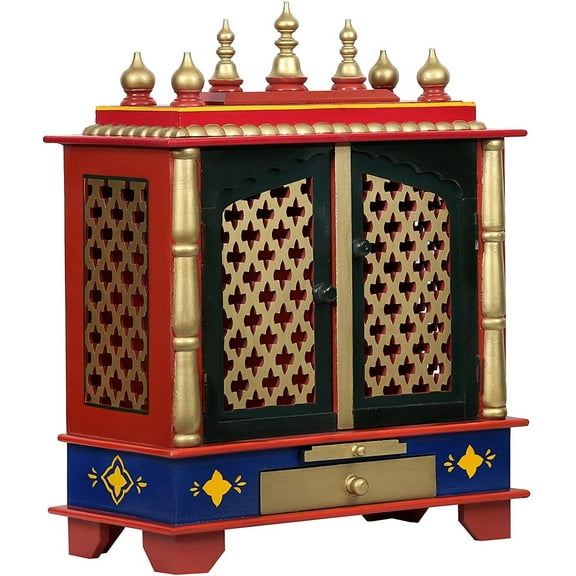 Indian Handicrafts Export Wooden Home Puja Temple (24X12X30 Inches)