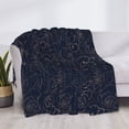 thumbnail image 3 of Honeii Navy Dark Blue print throw blanket, crafted from cozy cotton flannel, offers versatile home decor as a bedding suitable for all seasons.-60"x50", 3 of 6