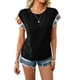 thumbnail image 2 of Blusas de Verano para Mujer, Camisetas Casuales de Corta, Cuello Redondo, Blusas Bohemias con Estampado Floral de Crochet. Negro XL, 2 of 9