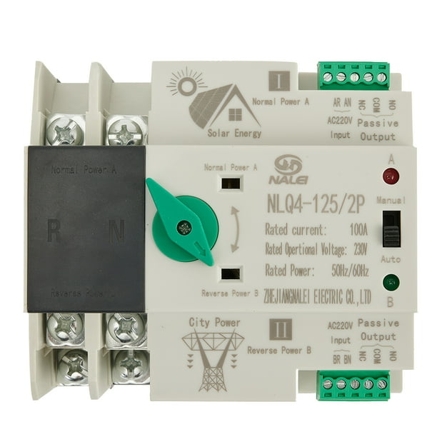 Mingyiq Dual Power Automatic Transfer Switch AC 230V 4P 100A Mains Load Switch for Solar
