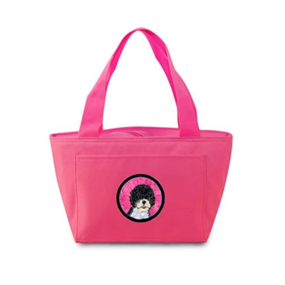 Pink Portuguese Water Dog Zippered Insulated School Washable And Stylish Lunch Bag Cooler
