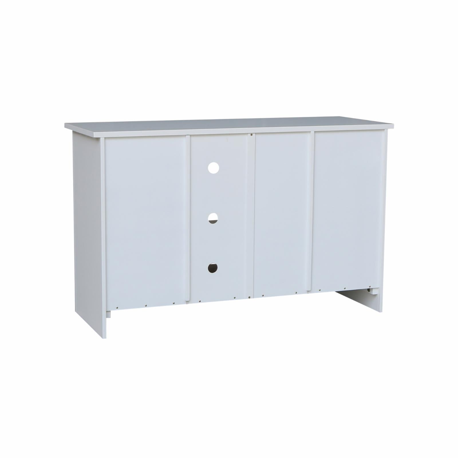 Entertainment/TV Stand with Open Shelves and 2 Doors in White - 48" Height