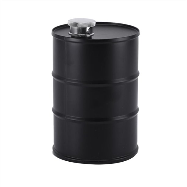 de Vino de Barril de 750 Ml, Mini Petaca de Acero Inoxidable, de Sake CilíNdrica PortáTil para Viajes, Camping Al Aire Libre, Negro