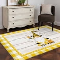 thumbnail image 4 of Gnomes Bees Kitchen Runner Rug 2.7x5 Washable Runners for Hallway Non Slip Spring Daisy Wooden Grain Yellow Plaid Large Area Rug Indoor Floor Carpet for Bathroom Laundry Entryway Bedroom Living Room, 4 of 8