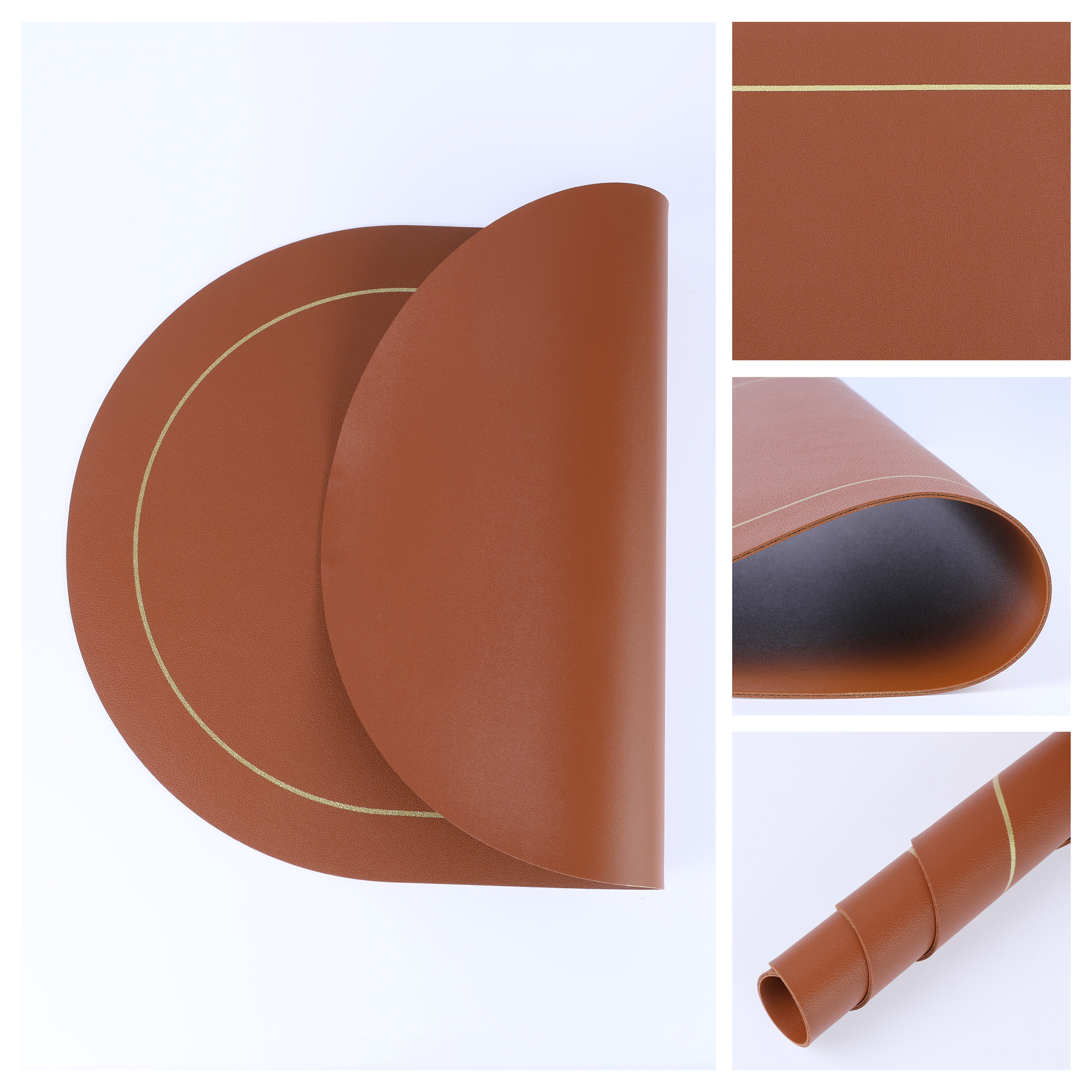 Unique Bargains Set of 6 Faux Leather Placemats Brown