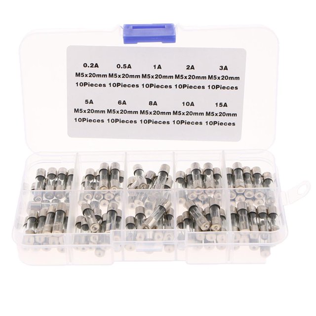 100 fusibles de tubo de vidrio de soplado rápido 0.2A / 0.5A / 1A / 2A Baoblaze Fusibles de soplado rápido