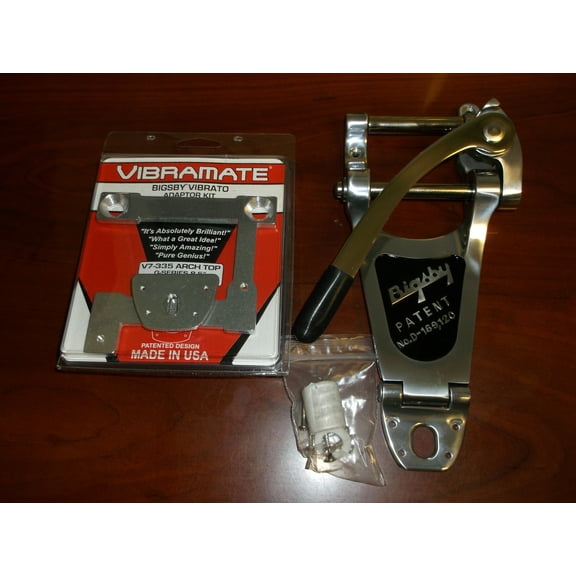 Bigsby B7 & Vibramate V7-335 G Kit For Archtop, 8.5" Long, POLISHED ALUMINUM