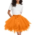 thumbnail image 2 of XIAOCHA Summer Fluffy Mini Skirt for Women Satin Bow Waist Solid Party Layered Tulle Flare Skirt, 2 of 4