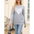 thumbnail image 4 of Musuos Women Loose Knit Sweater Heart Embroidery Long Sleeve Crew Neck Pullovers Fall Winter Jumpers Valentine's Day Sweater, 4 of 10