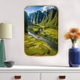 thumbnail image 6 of 12x8 Inches Framed Green Mountain Hill Environment Nature Wilderness Prints Modern Art Chic Landscape Wall Art Decor with Gold Frame for Kids Room,Crystal Porcelain Painting Wall Decor, 6 of 8