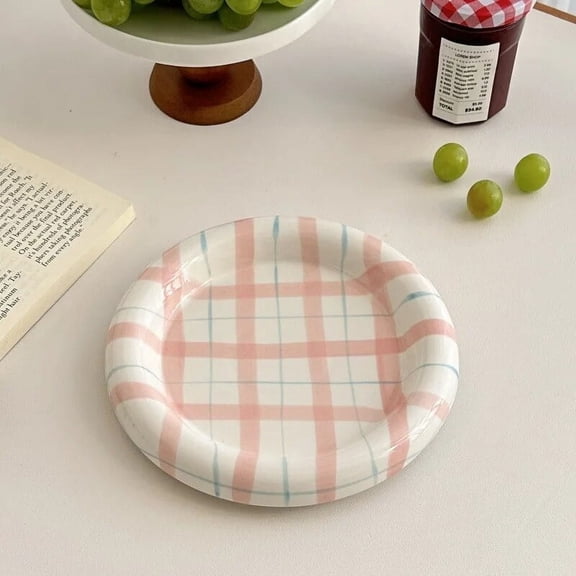 CHUNTIAN Cute Korean Ceramic Plate Unique Plate For Cake Food Dinner Breakfast Dessert Salad Decorative Dish 8 inch Table Decorations