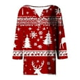 thumbnail image 5 of Feancey Women's Tops 3/4 Length Sleeve Blouses Dressy Casual Christmas Tree Graphic Tees Button Up V Neck Tunic Tops Trendy Henley Shirts Red M, 5 of 5