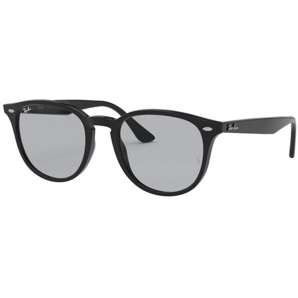 Ray-Ban RB4259F Low Bridge Fit Round Sunglasses, Black/Light Grey, 53 mm