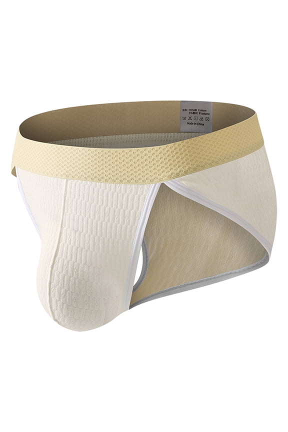 Men's Cotton Briefs High Split Breathable Low Rise Bulge Pouch Support Wicking Underwear