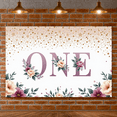 thumbnail image 5 of Yatrandify Floral Design ONE Birthday Banner Decorative First for Baby Celebration Party Photography, 5 of 7