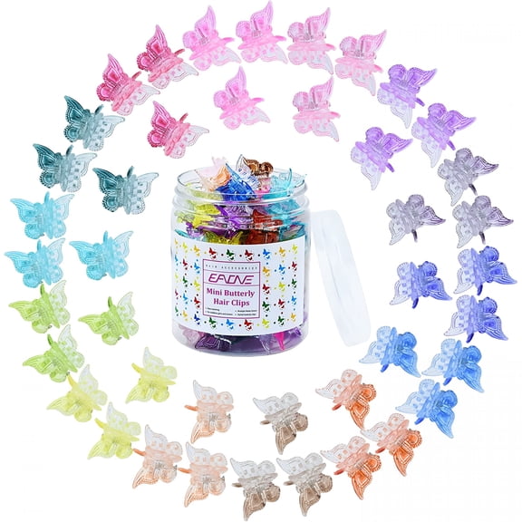 VANIDO 50 Pieces Butterfly Hair Clips Pastel Hair Clips Mini Cute Clips Hair Accessories for Hair 90s Girls Women with Box Package, Matte Colors