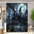 thumbnail image 2 of Halloween Shower Curtain for Bathroom Horror Castle Pumpkin Lantern Witch Full Moon Bath Curtain Waterproof Polyester Fabric Curtains Set with Hooks, 2 of 5