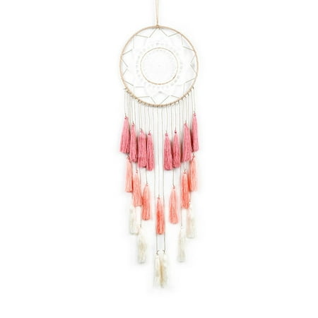 

Hand-Woven Dream Catcher Pendant Romantic Boho Tassel Hanging Ornament for Home Bedroom Living Room Decoration Red