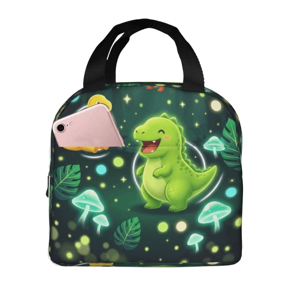 Dinosaur Lunch Bag Thermal Insulated Meal Carrier Stylish Reusable Lunch Tote Storage Pocket Leakproof Cooler Bag Women Men Commuters Office