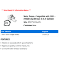 thumbnail image 2 of Water Pump - Compatible with 2001 - 2005 Dodge Stratus 2.4L 4-Cylinder 2002 2003 2004, 2 of 2