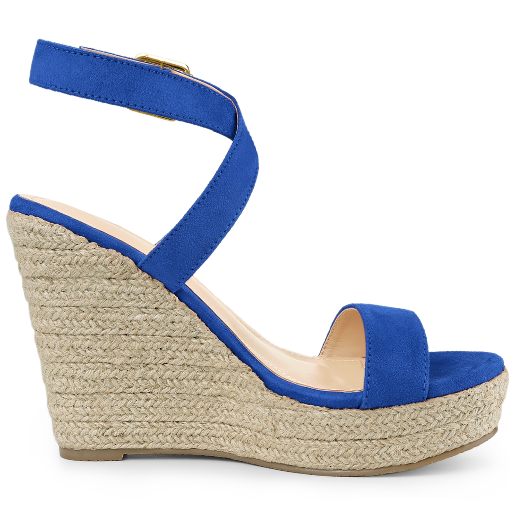 DARING DIVA Women's Slingback Crisscross Wedges Heel Espadrille Sandals Royal Blue 10