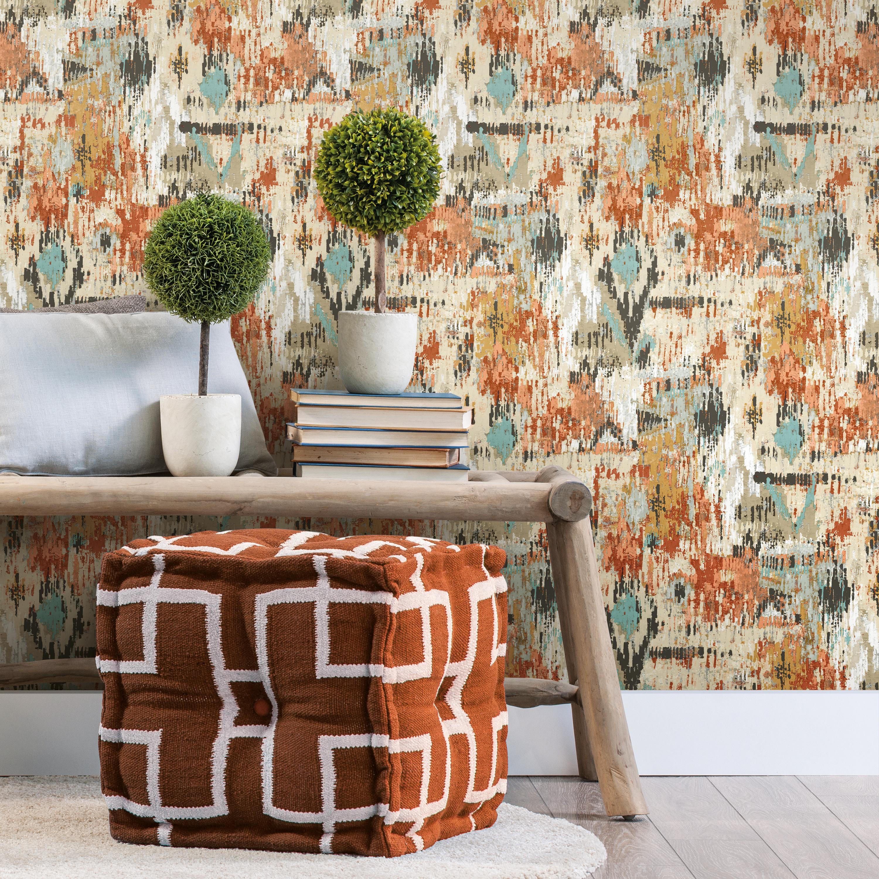 RoomMates Orange Aztec Primitive Art Peel and Stick Wallpaper - Walmart.com