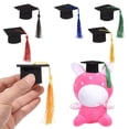 thumbnail image 2 of Pebbuoy 25Pcs Mini Graduation Caps Felt Small Doctor Hat with Golden Tassels Bottle Cover Cupcake Toppers Party Supplies, 2 of 7