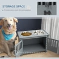 thumbnail image 5 of Dog Bed PawHut Large Elevated Dog Bowls with Storage Cabinet Containing Large 37L Capacity, Raised Dog Bowl Stand Pet Food Bowl Dog Feeding Station, Gray,Large Dog Bed, 5 of 10