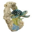 thumbnail image 4 of Ebros Nautical Blue Shell Sea Turtle Swimming By Coral Reef Decorative Statue, 4 of 6