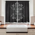 thumbnail image 2 of Ambesonne Eat Drink and Be Merry Kitchen Curtains, Coffee Heart, 55"x39", Charcoal Grey White, 2 of 3