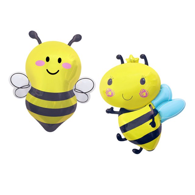 Globos de aluminio, 2 unidades, bonitos dibujos animados de abejas, rayas amarillas y negras