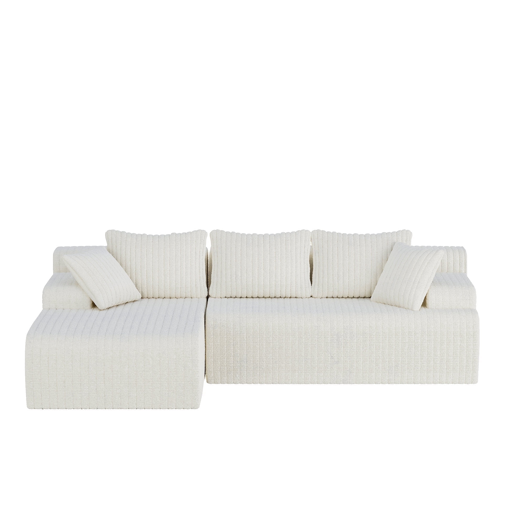 LAUSAINT HOME 96" Boneless Sectional Sofa, L-Shaped Modular Cloud Couch with Deep Seat & Plush Corduroy Fabric, Left Facing Chaise
