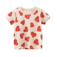 thumbnail image 2 of WOLLED 1-8Y Toddler Baby Girls Summer T-Shirt Kids Short-Sleeve Casual Tees Shirt Tops 100% Organic Love Prints Cotton Tee Shirt Blouse, 2 of 9