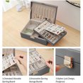 thumbnail image 4 of RUseeN Leather Jewelry Box - Snap On Jewelry Box for Women Girls,Jewelry Organizer Storage Case with Two Layers Display for Earrings Bracelets Rings Watches - Gray, 4 of 8