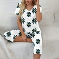 thumbnail image 4 of Womens Pajamas Sets Short Sleeve V Neck Top with Capri Pants with Pockets Casual Sleepwear Two Piece Summer Sets S-XXL, 4 of 8